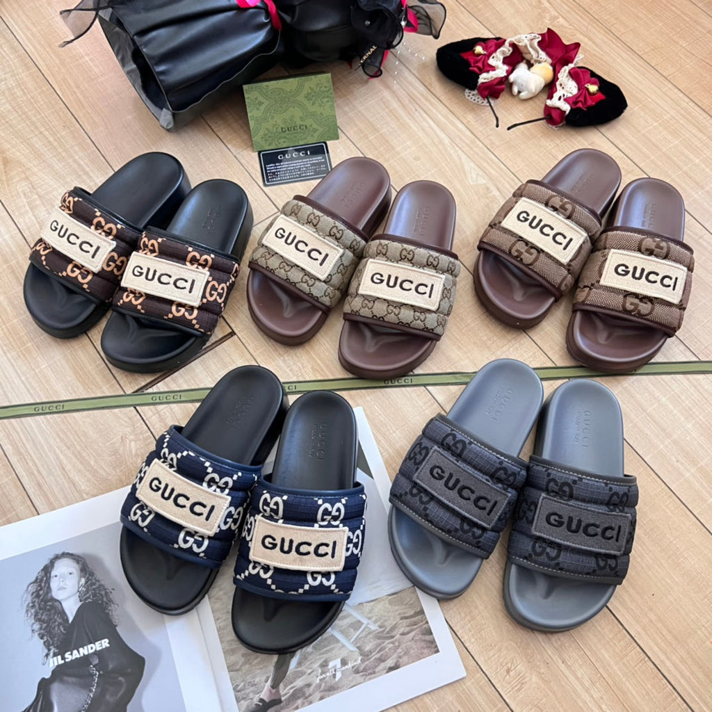Gucci Embroidery Vintage Embossed Slippers