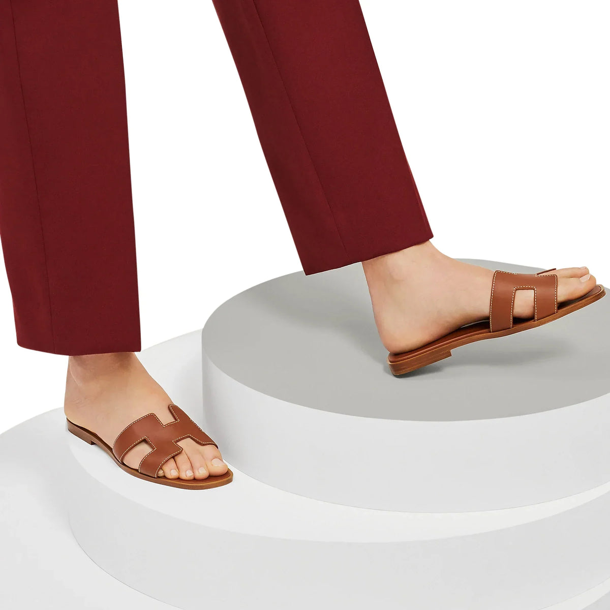 Hermes Paris Oran Gold Sandal